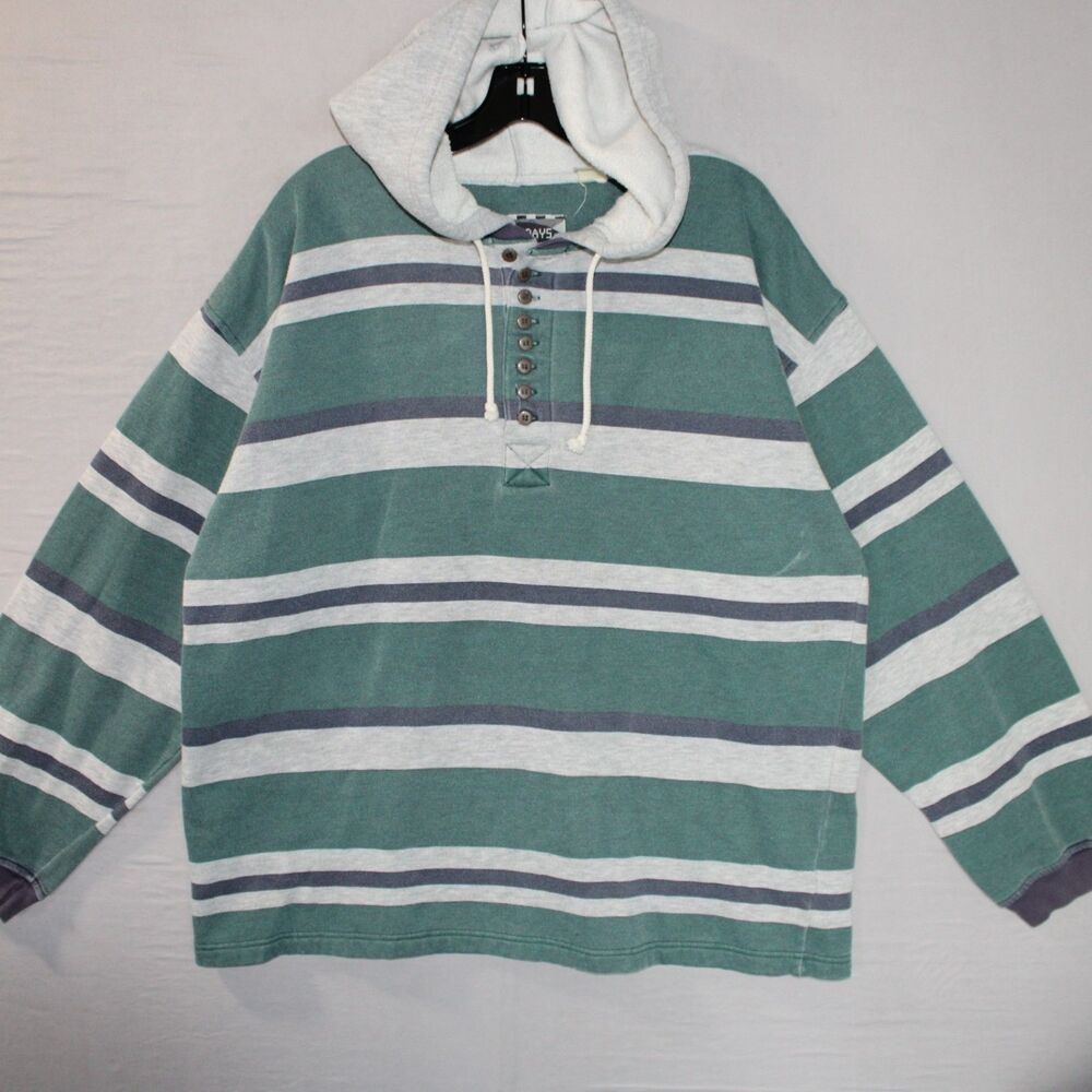 Saturdays Hoodie Sweatshirt Size Large Vintage Grunge Skate Hippie Striped